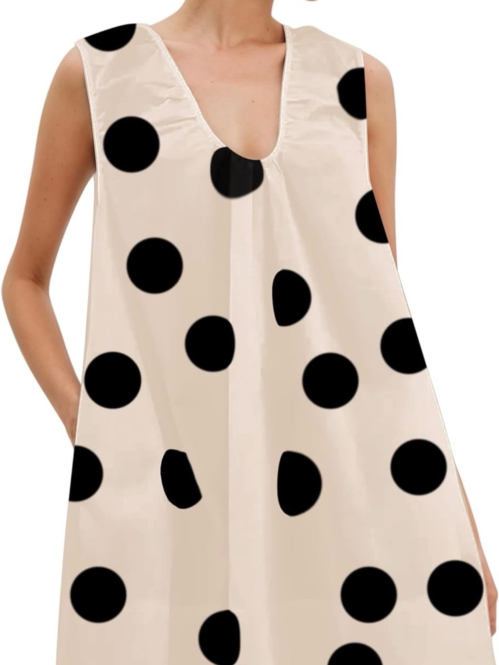 Women’s Cream Polka Dot Sleeveless Dress